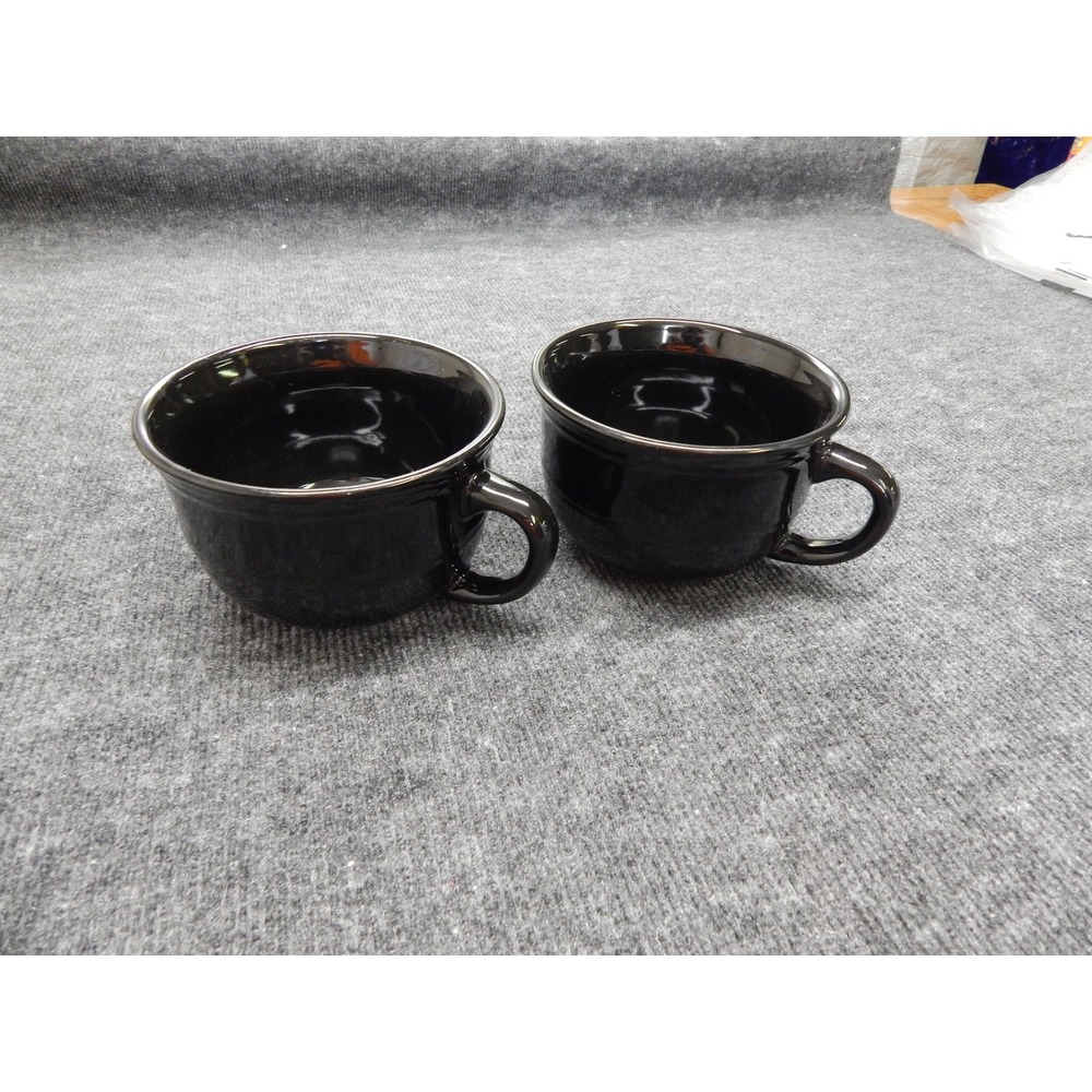 Mainstays Black Stoneware Soup Mugs Set of 2 Glossy Wide Mouth